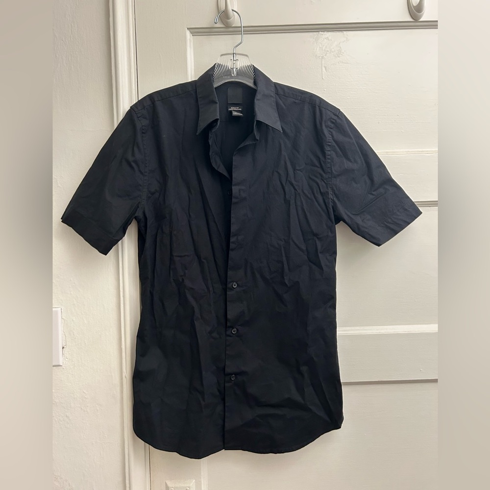Black short sleeve button up